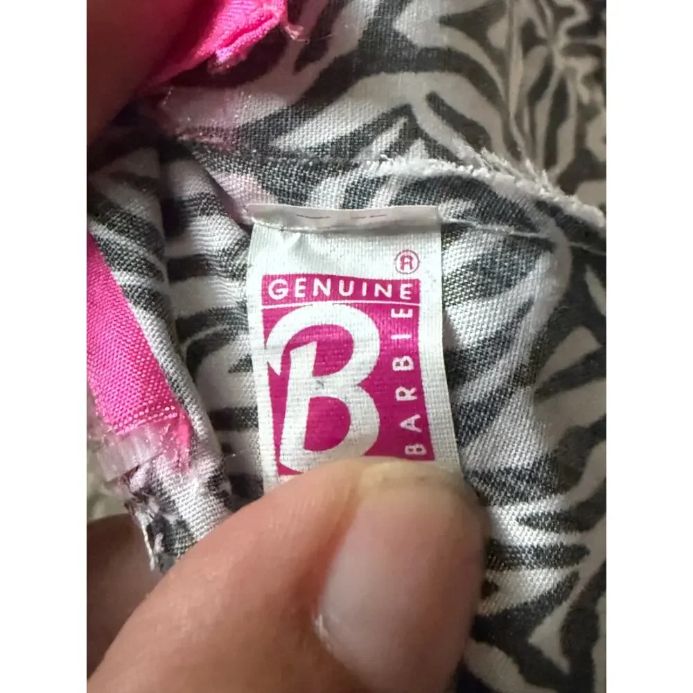 Genuine Barbie Zebra Print Trench Coat Pink Belt Doll Clothes Fashion Outfit